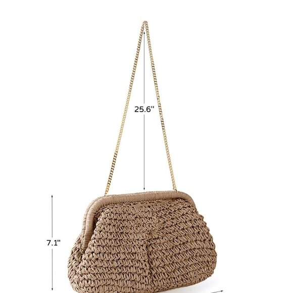 Straw Clutch Purse Women Boho Crossbody Summer Beach Handwoven Shoulder - Picture 4 of 6